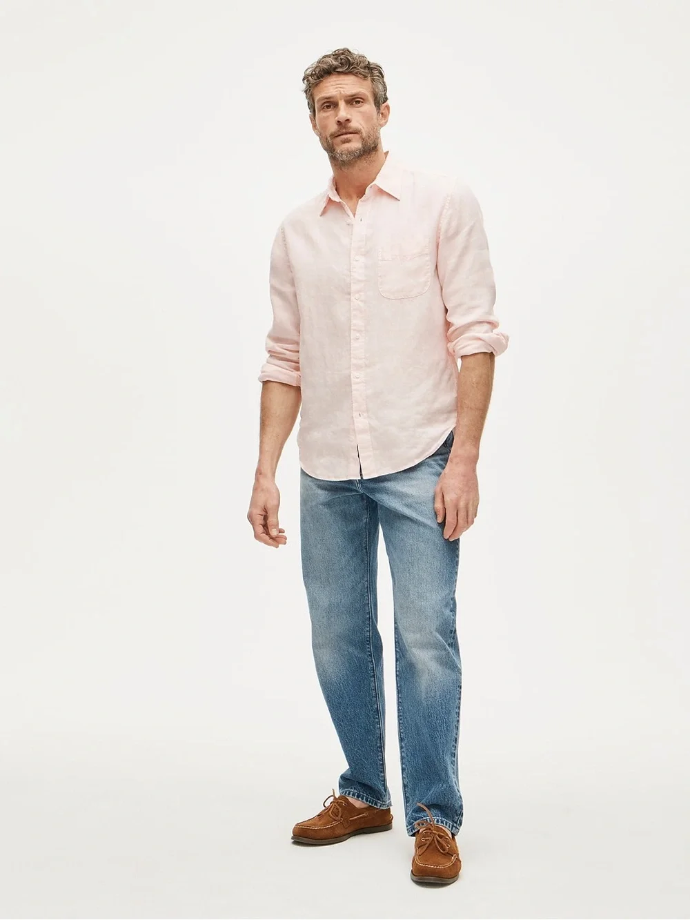 J.Crew Classic Linen Shirt Blush Pink Long Sleeve Button Front Size M NWT $98